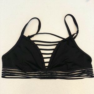 EUC Victoria's Secret Pink Strappy Black Lightly Lined Bra Size Small